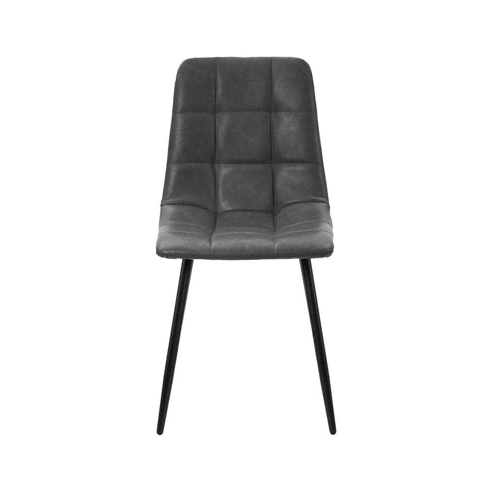 4x Dining Chairs PU Leather Padded Seat Retro Black & Grey