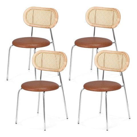 4X Dining Chairs Pu Leather Rattan Kitchen Lounge Cafe Accent Chair