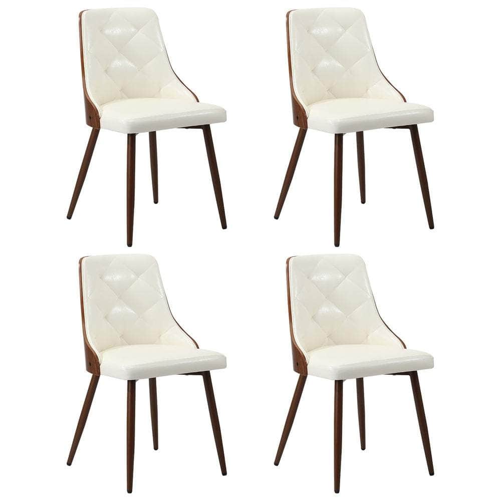 4x Dining Chairs Retro Cafe PU Leather Seat Black & White Kitchen Restaurant Chairs