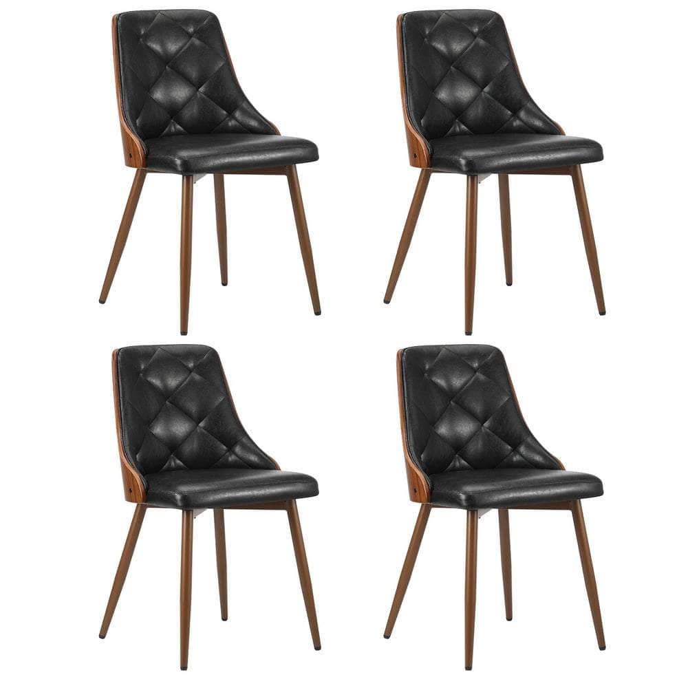4x Dining Chairs Retro Cafe PU Leather Seat Black & White Kitchen Restaurant Chairs
