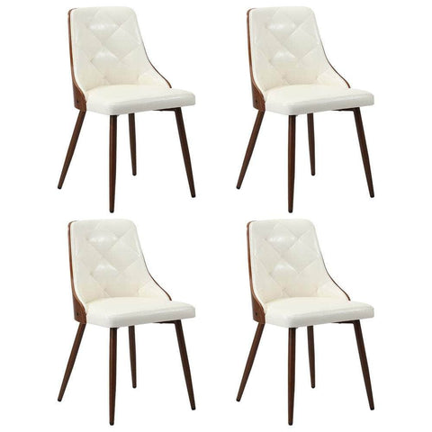 4x Dining Chairs Retro Cafe PU Leather Seat Black & White Kitchen Restaurant Chairs