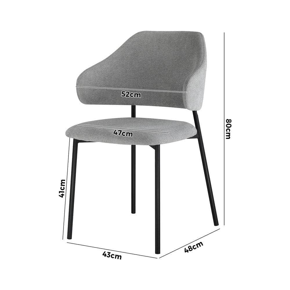 4x Dining Chairs Tub Fabric Grey&Black