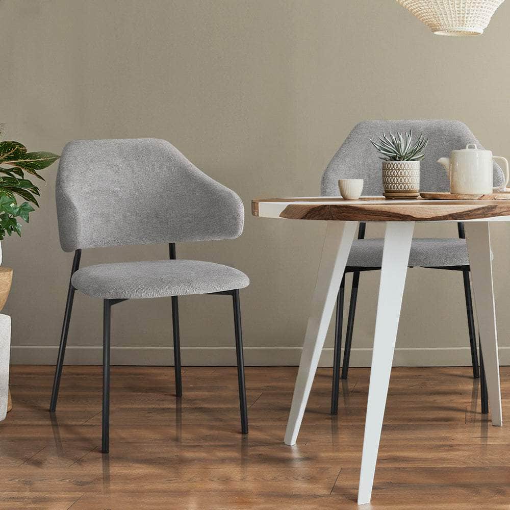 4x Dining Chairs Tub Fabric Grey&Black