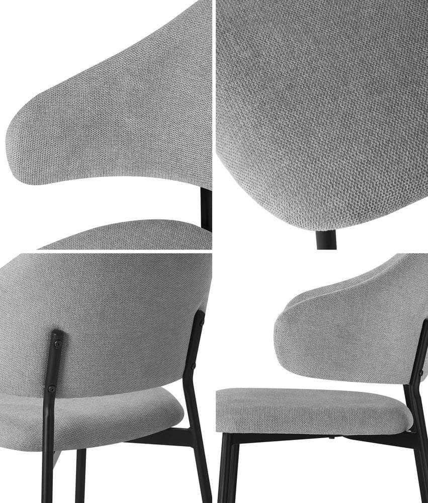4x Dining Chairs Tub Fabric Grey&Black