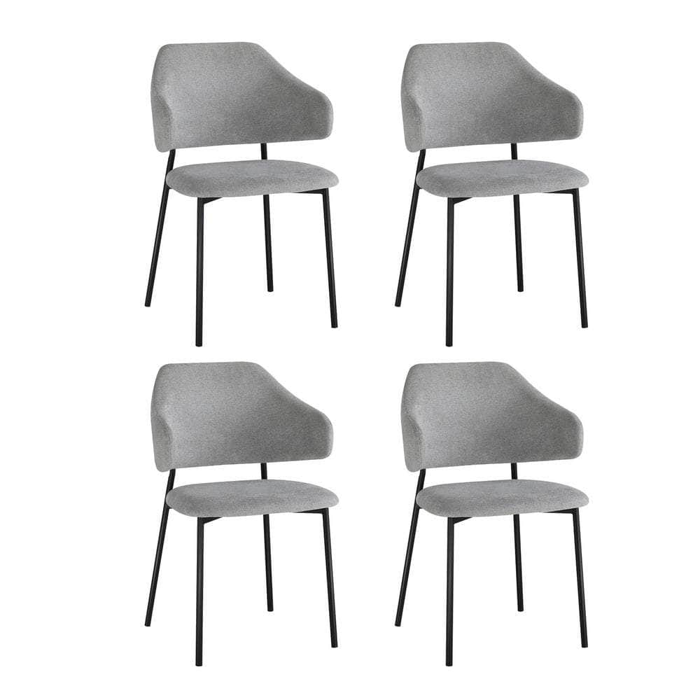 4x Dining Chairs Tub Fabric Grey&Black