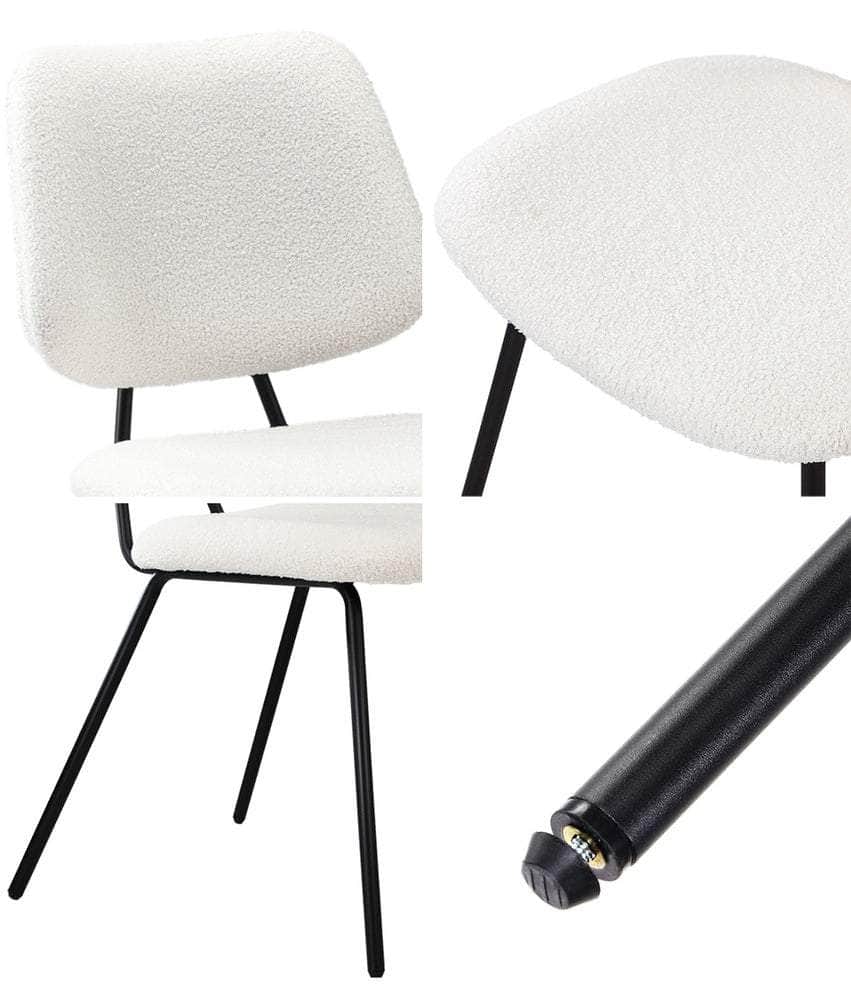 4x Dining Chairs Vintage Retro White Sherpa Padded Kitchen Dining Chairs
