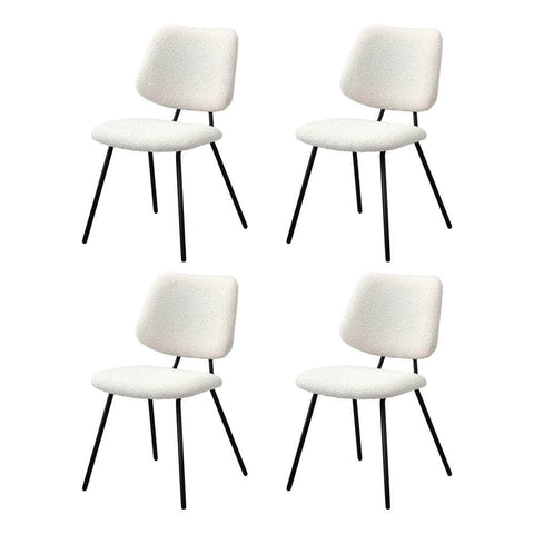 4x Dining Chairs Vintage Retro White Sherpa Padded Kitchen Dining Chairs