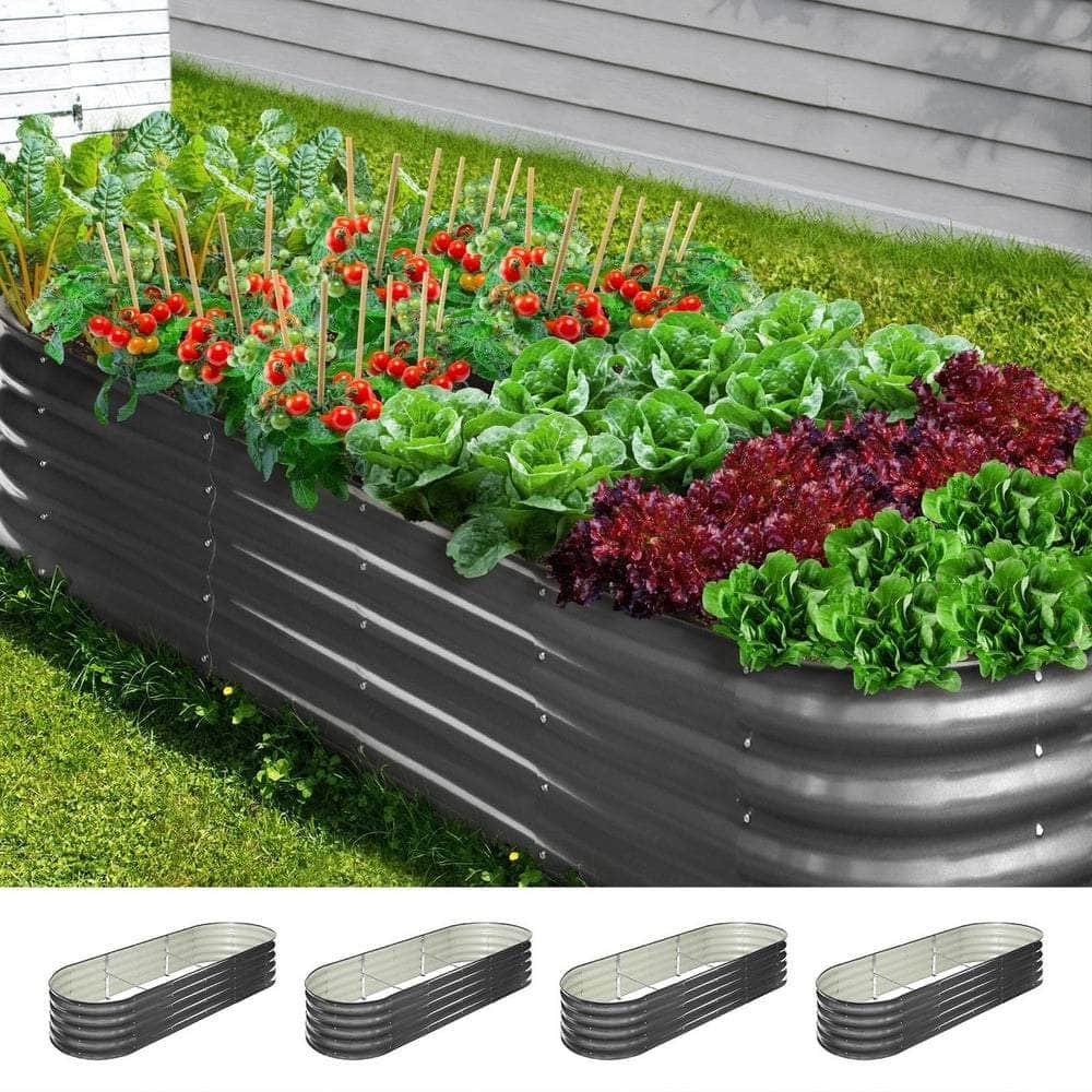 4X Galvanised Raised Garden Bed 240x80x42CM Planter Box for Vegetables