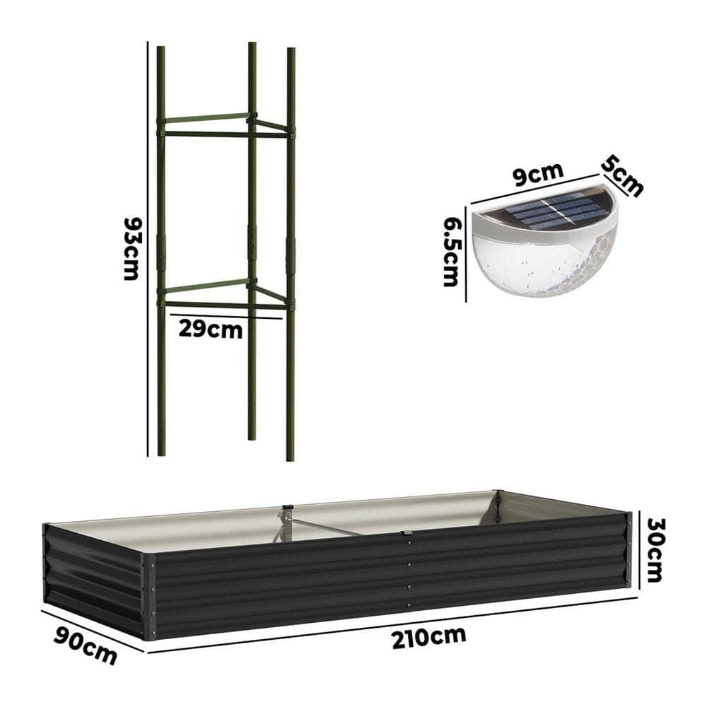 4x Garden Bed 210x90x30cm Galvanised Steel Raised Planter Box with Legs