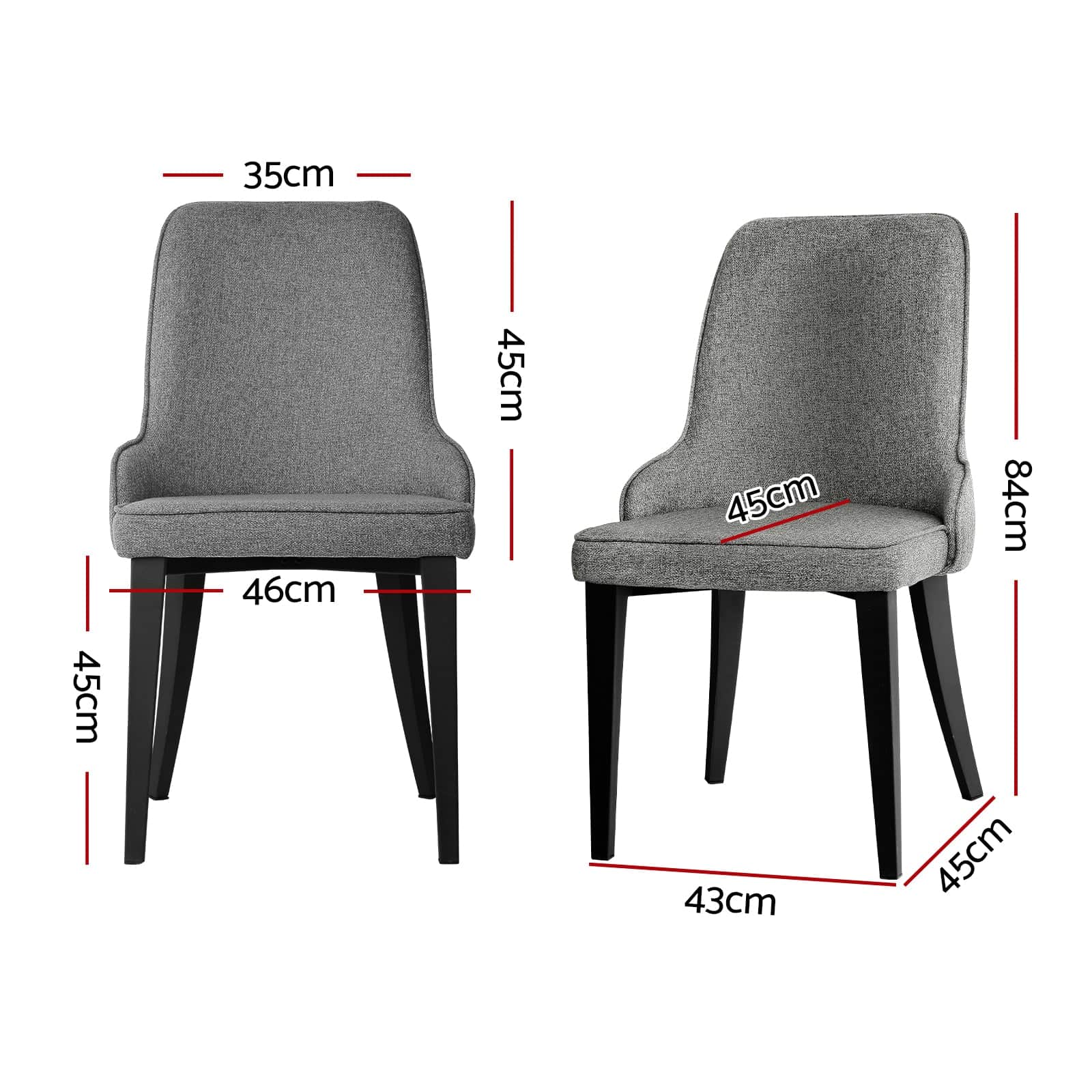 4x Grey Linen Dining Chairs Set Modern Fabric Kitchen Chairs Upholstered