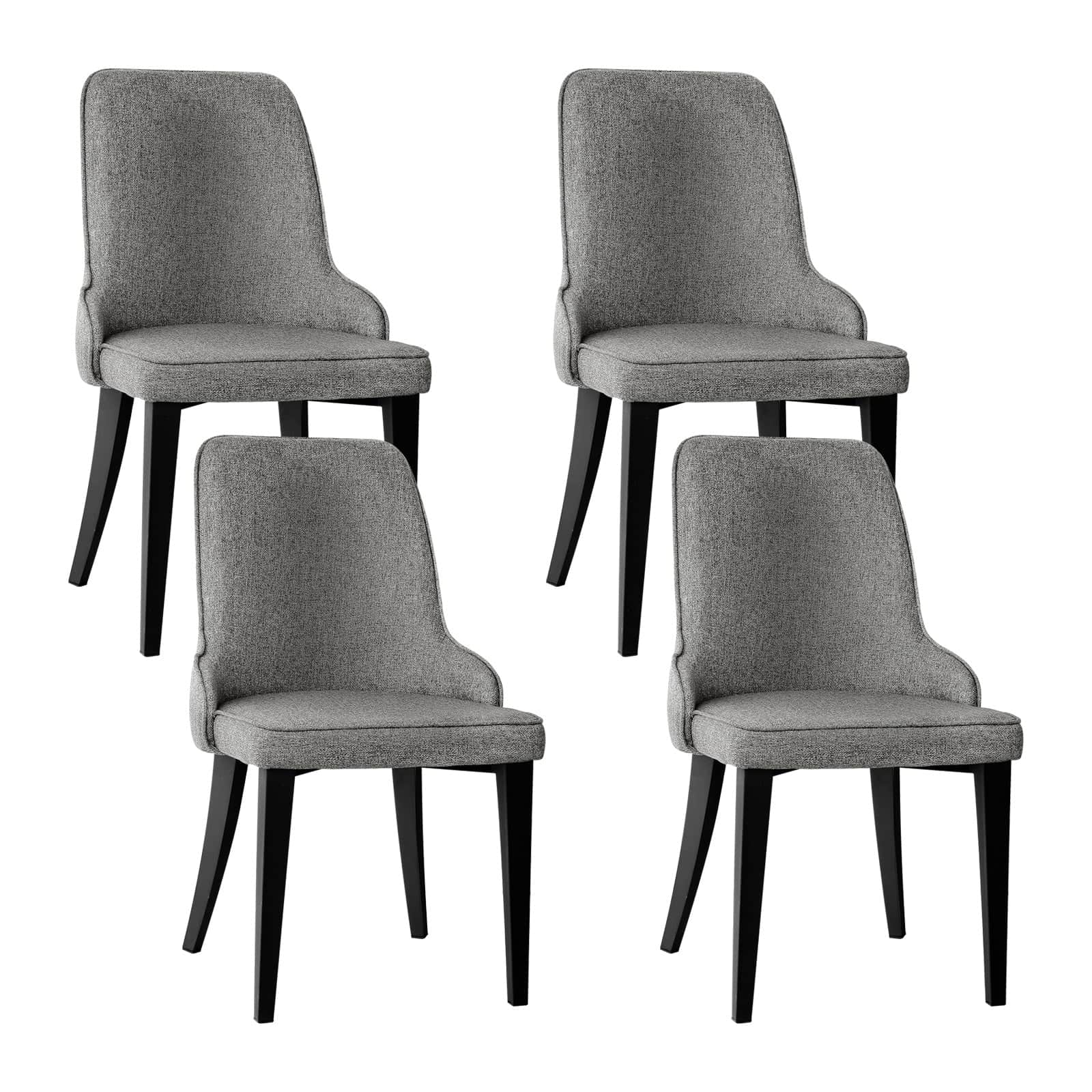4x Grey Linen Dining Chairs Set Modern Fabric Kitchen Chairs Upholstered