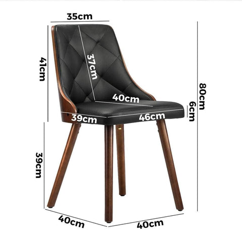 4x Wooden Dining Chairs  Leather Padded Black
