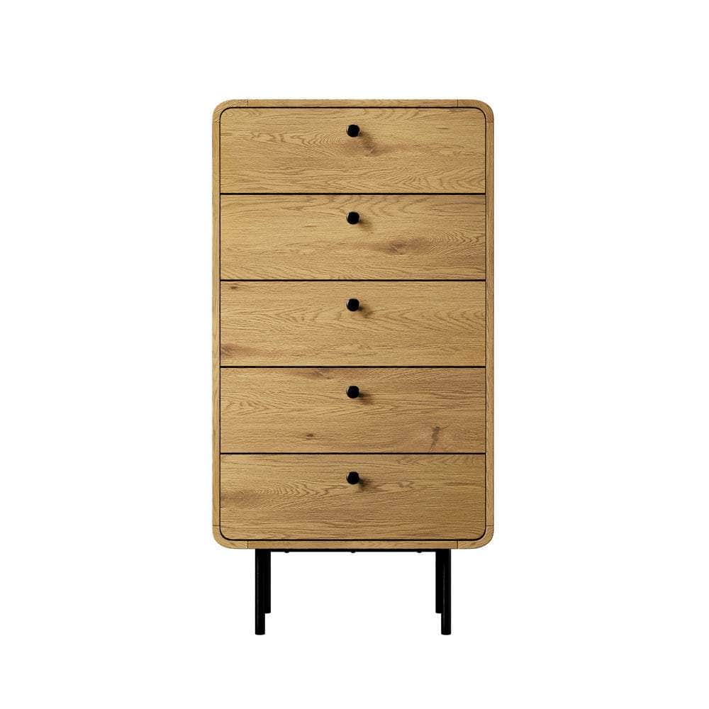 5 Chest of Drawers Dresser Tallboy Wooden Handle Natural & Black