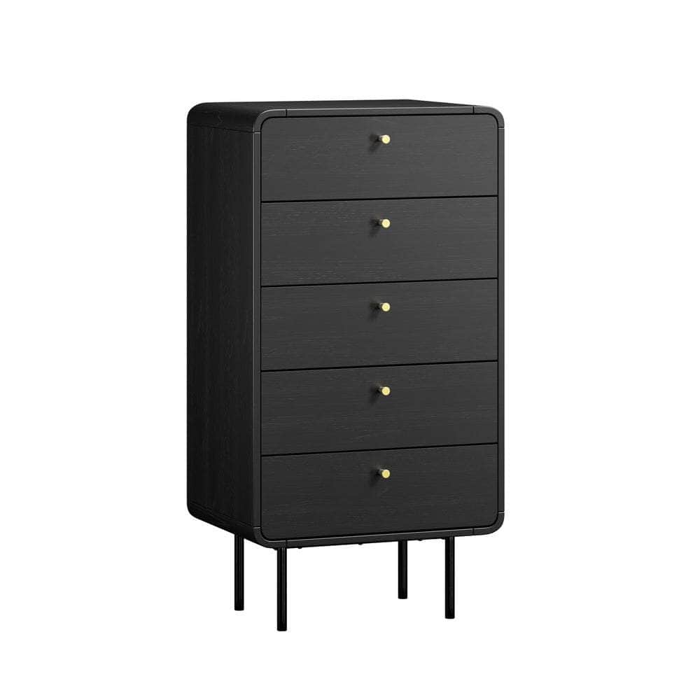 5 Chest of Drawers Dresser Tallboy Wooden Handle Natural & Black