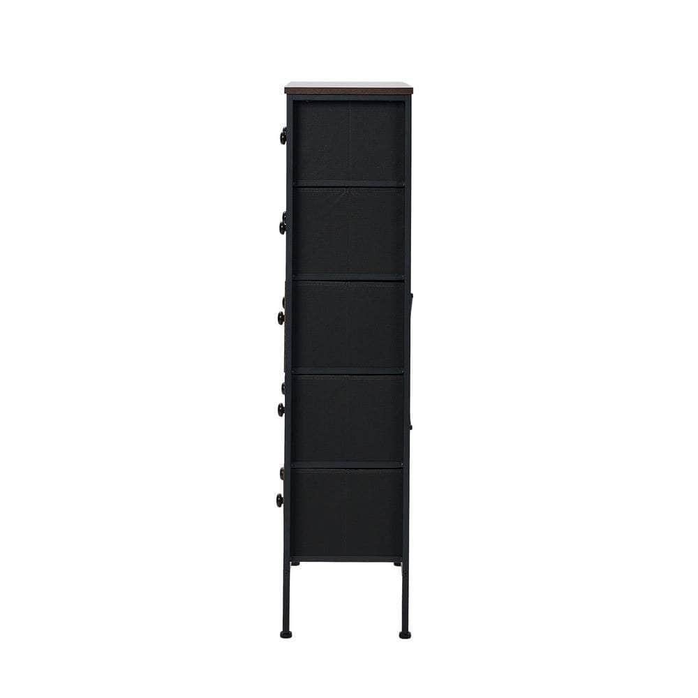 5-Drawer Chest Rattan Fabric Dresser Tallboy Bedroom Storage Organizer