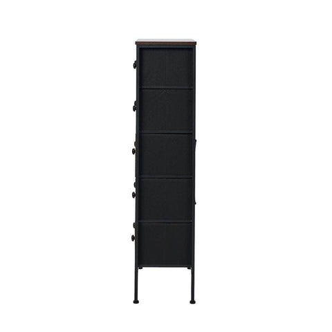 5-Drawer Chest Rattan Fabric Dresser Tallboy Bedroom Storage Organizer