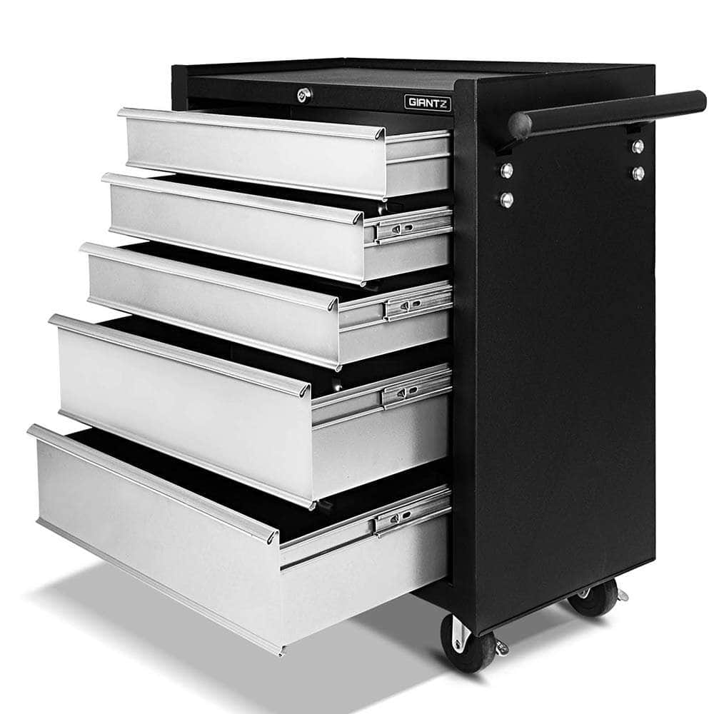 5 Drawer Mechanic Tool Box Storage Trolley - Black & Grey