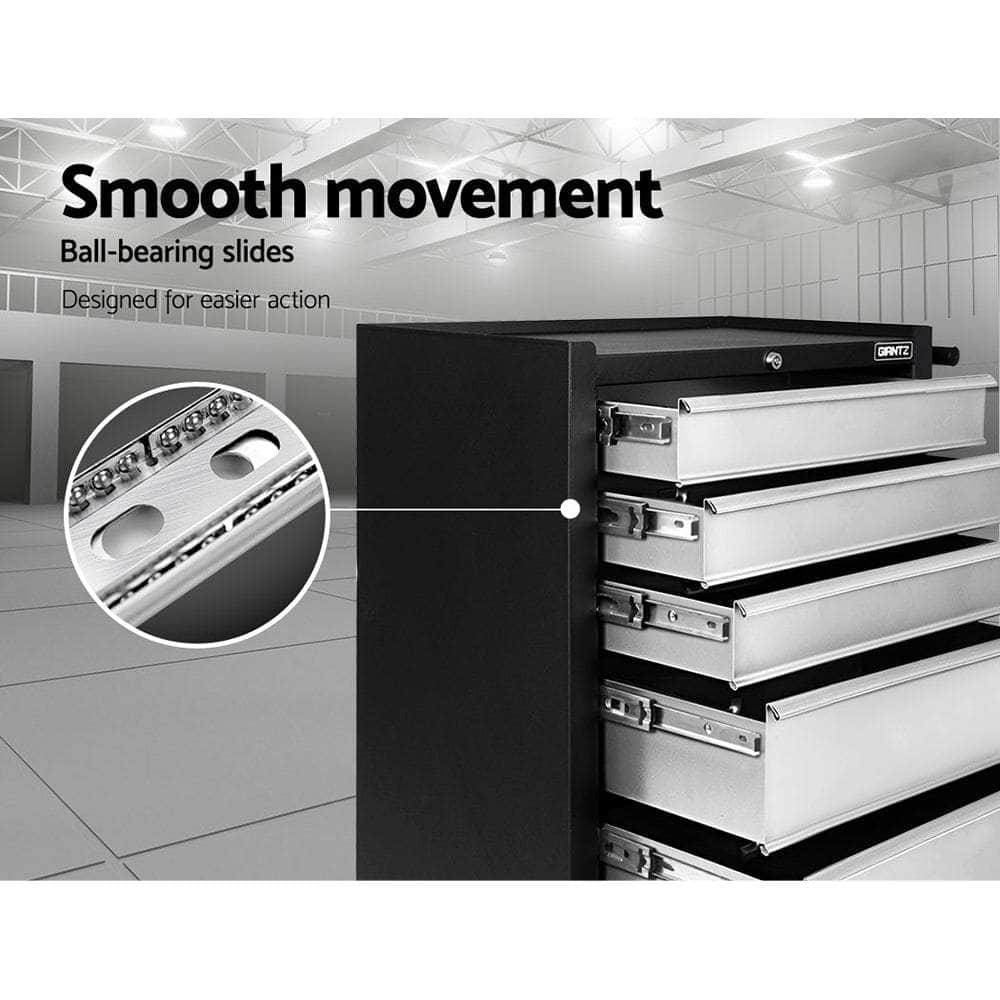 5 Drawer Mechanic Tool Box Storage Trolley - Black & Grey