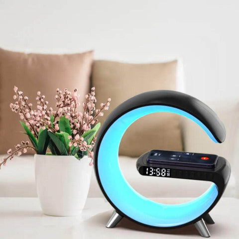 5 In 1 Bedside Table Lamp With 15W Quick Wireless Charger (Black)