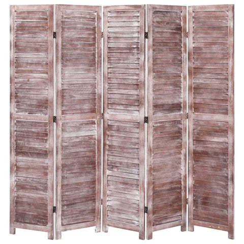 5-Panel Room Divider Brown