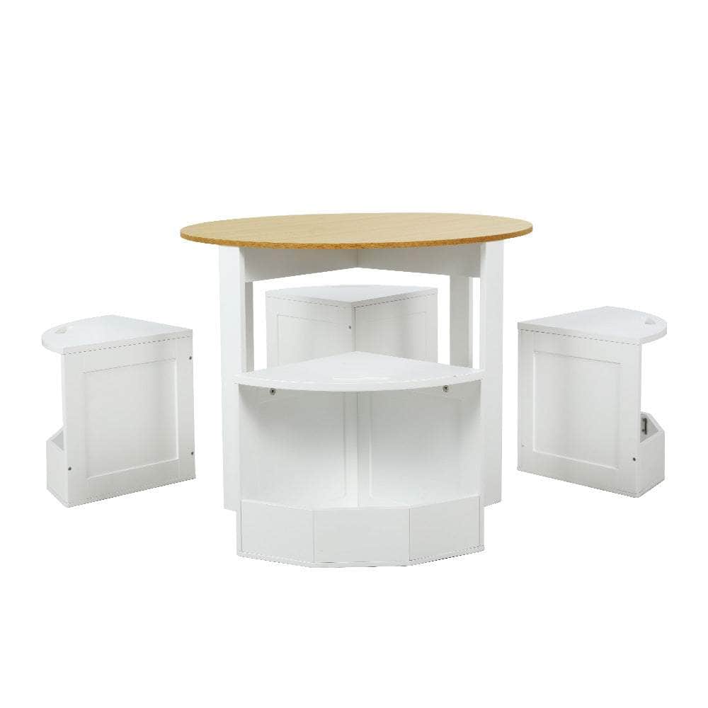 5 Pcs Kids Table And Chairs Set Storage Chair Wooden Play Study Desk Sets