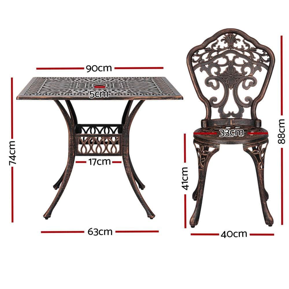 5 Pcs Outdoor Dining Set Chairs Table  Aluminum Patio White/Brown