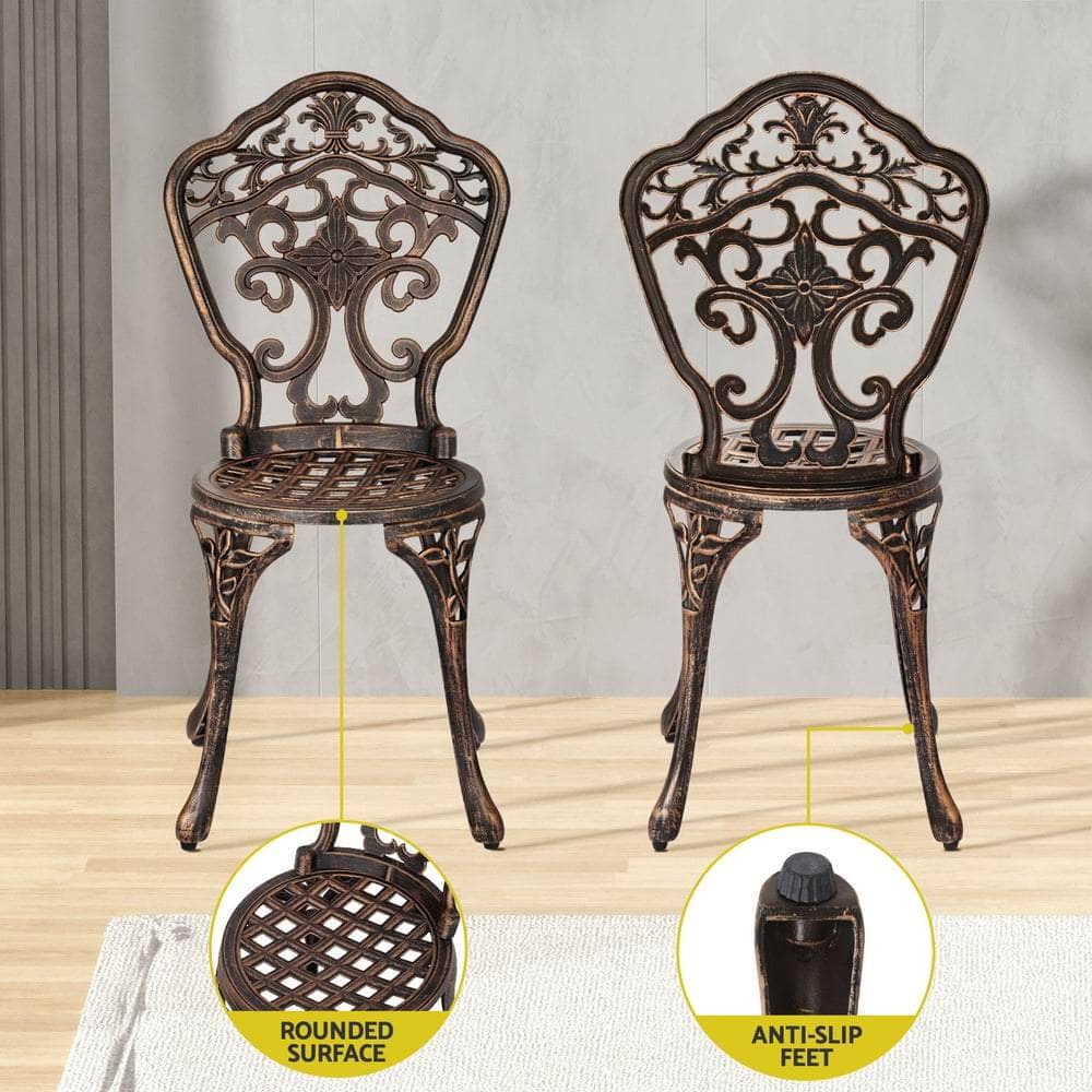 5 Pcs Outdoor Dining Set Chairs Table  Aluminum Patio White/Brown