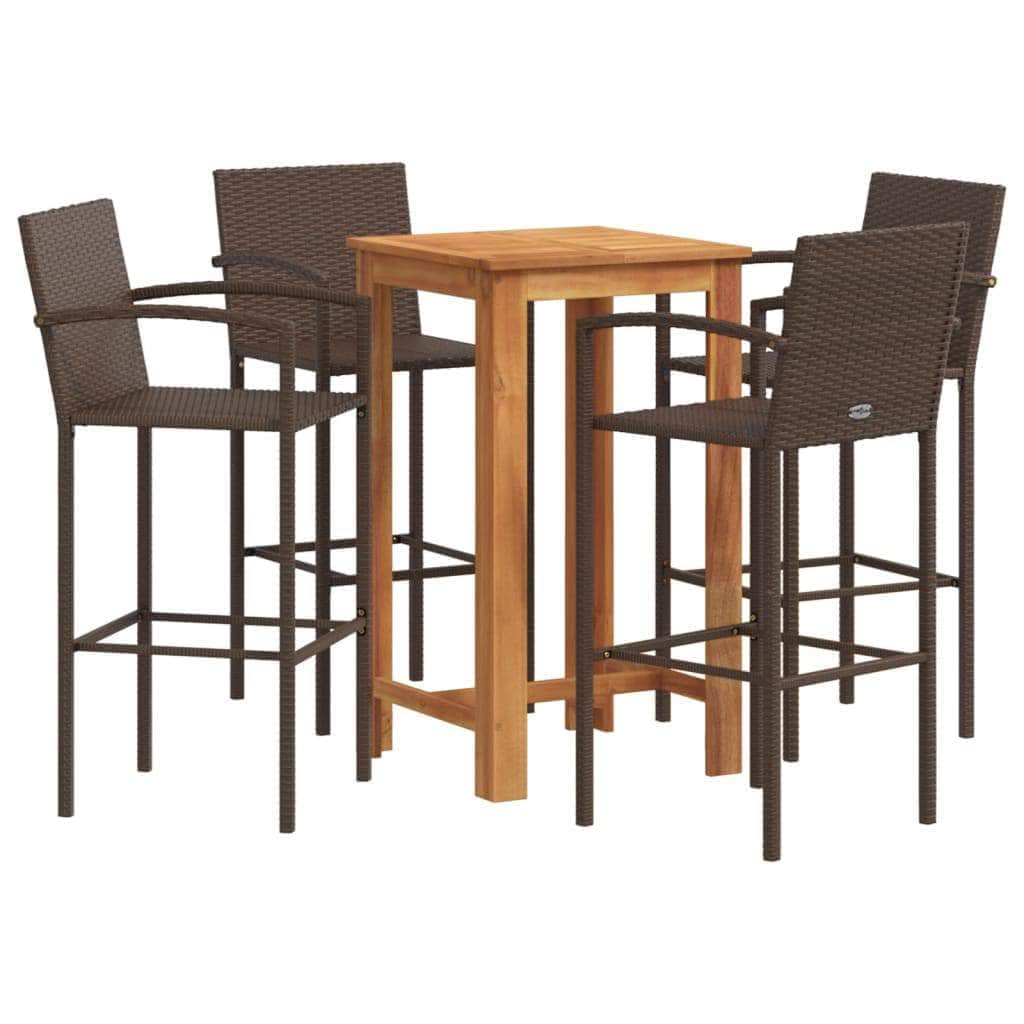 Brown colour - 5 Piece Garden Bar Set Brown Solid Wood Acacia
