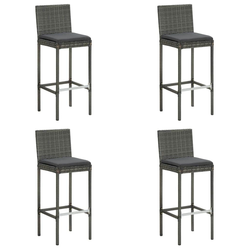 5 Piece Garden Bar Set with Cushions-Grey