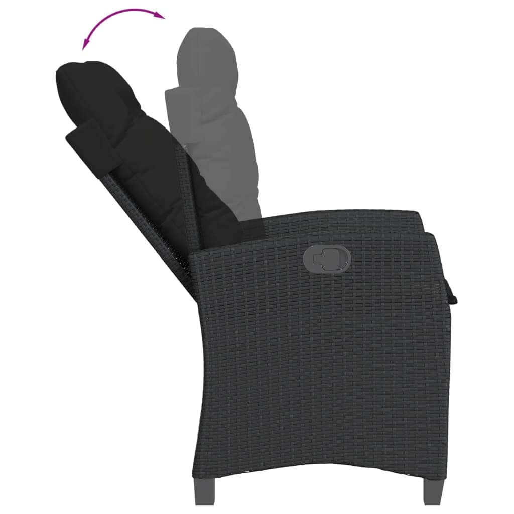 5-Piece Garden Dining Ensemble in Black Poly Rattan with Cushions