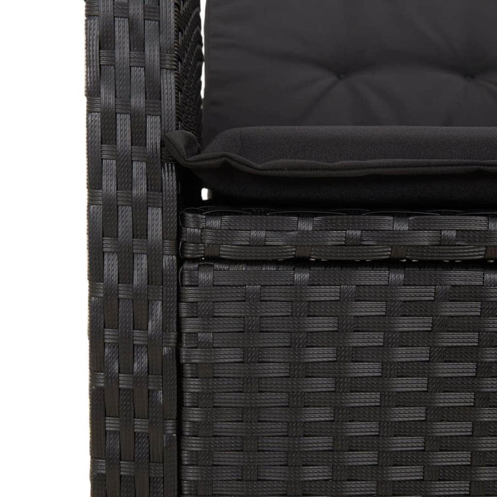 5-Piece Garden Dining Ensemble in Black Poly Rattan with Cushions