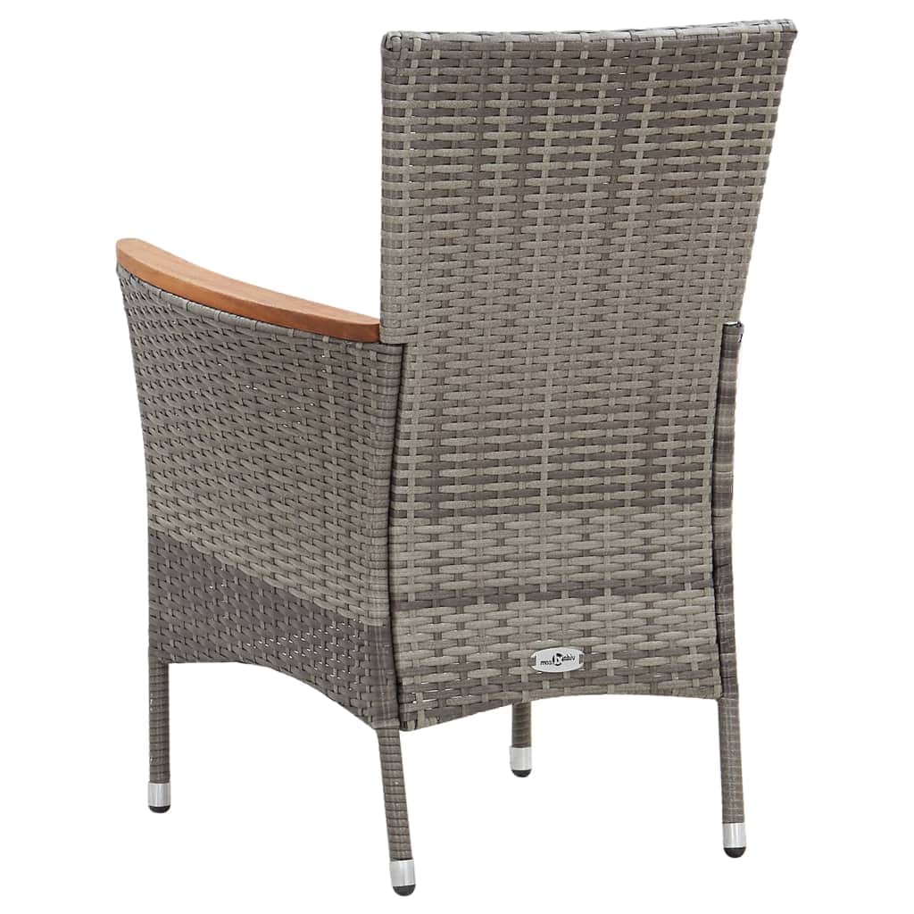 5 Piece Garden Dining Set with Cushions Poly Rattan Grey