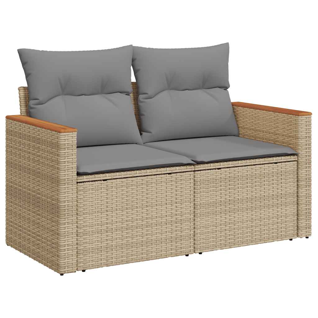 Beige colour - 5 Piece Garden Sofa Set with Cushions Beige Poly Rattan Acacia
