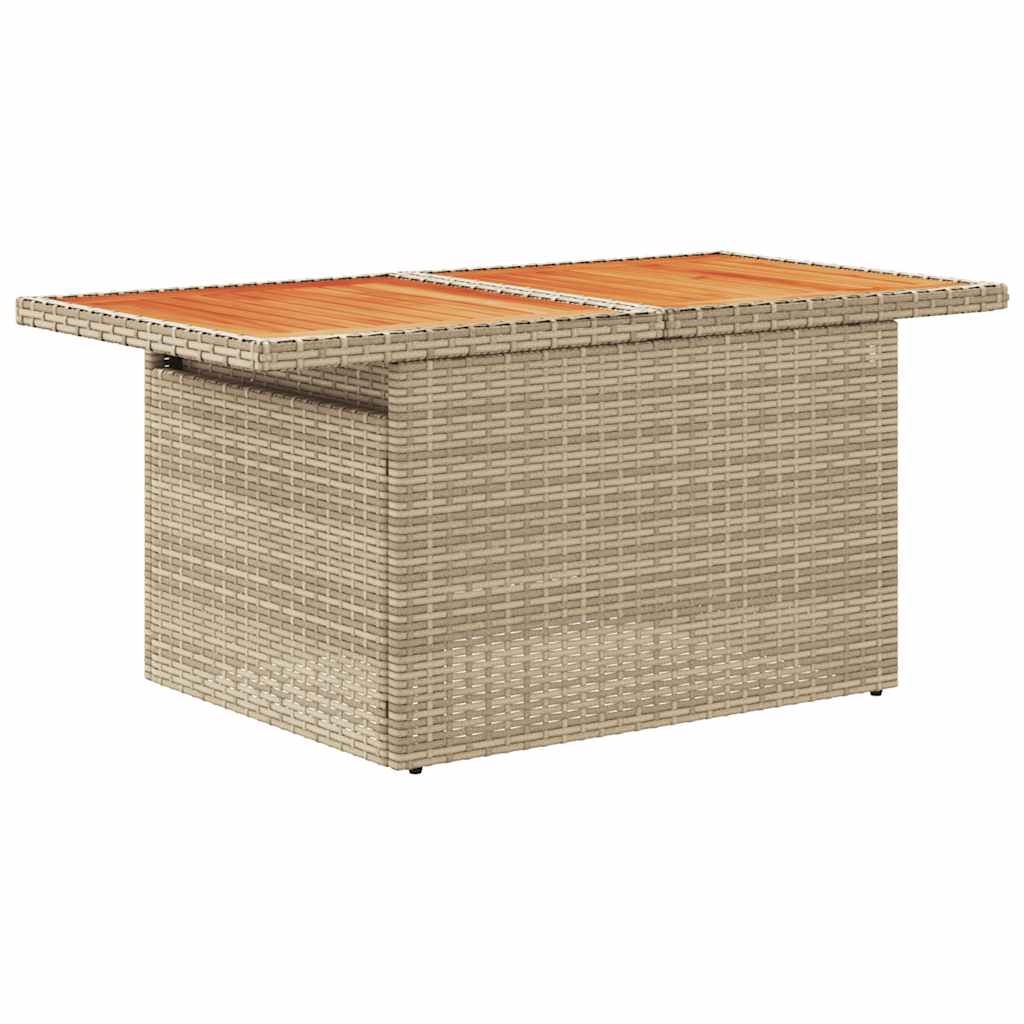 Rattan finish - 5 Piece Garden Sofa Set with Cushions Beige Poly Rattan Acacia