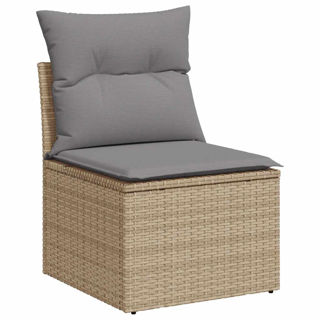 5 Piece Garden Sofa Set with Cushions Beige Poly Rattan - Outdoor Comfort | Rattan finish