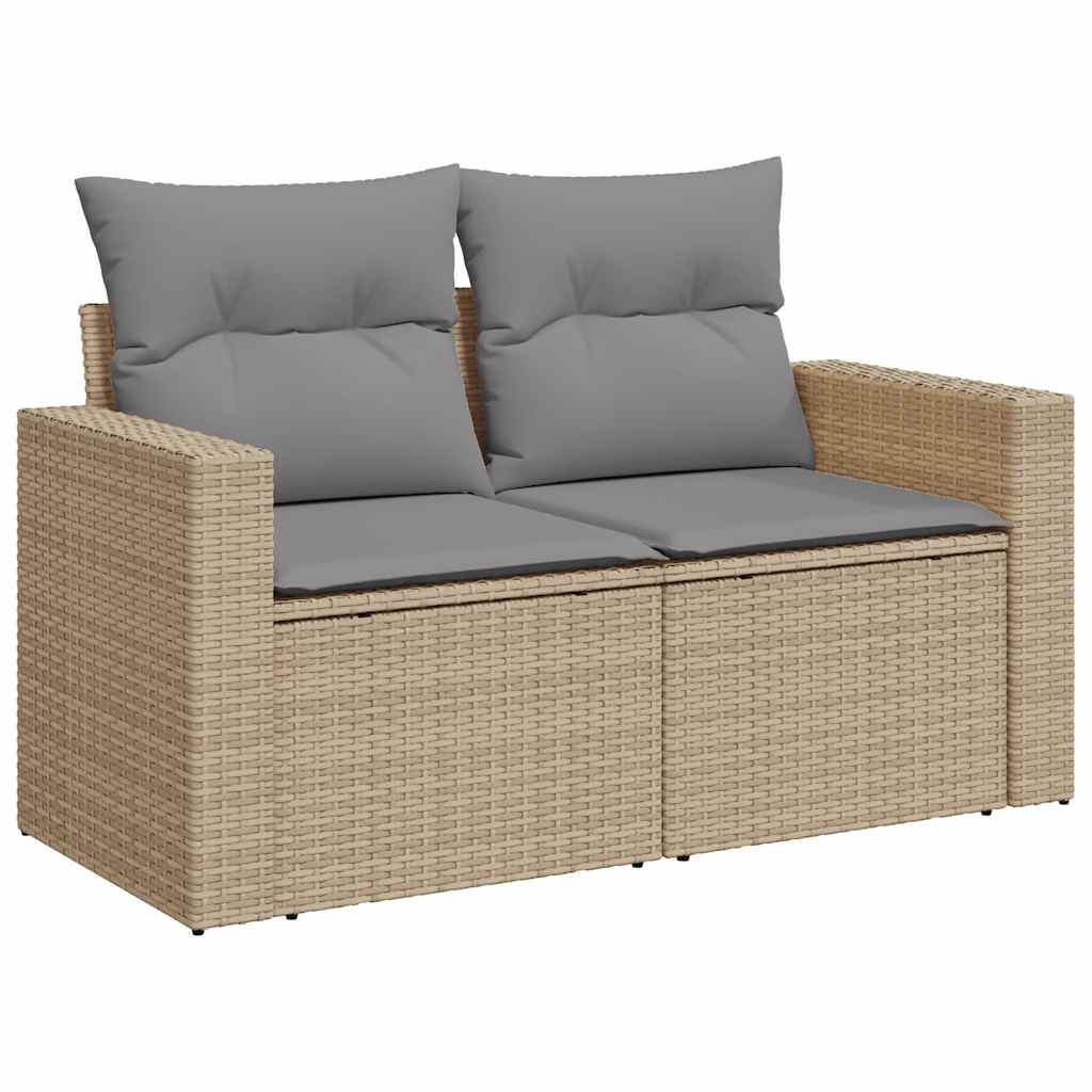 Outdoor Furniture Sets - 5 Piece Garden Sofa Set with Cushions Beige Poly Rattan - Outdoor Comfort