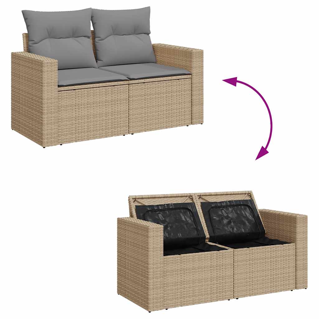 5 Piece Garden Sofa Set with Cushions Beige Poly Rattan - Outdoor Comfort | Outdoor Furniture Sets