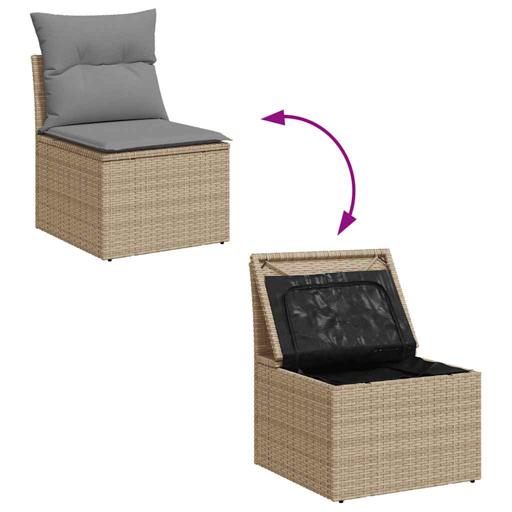 5 Piece Garden Sofa Set with Cushions Beige Poly Rattan - Outdoor Comfort | Beige colour