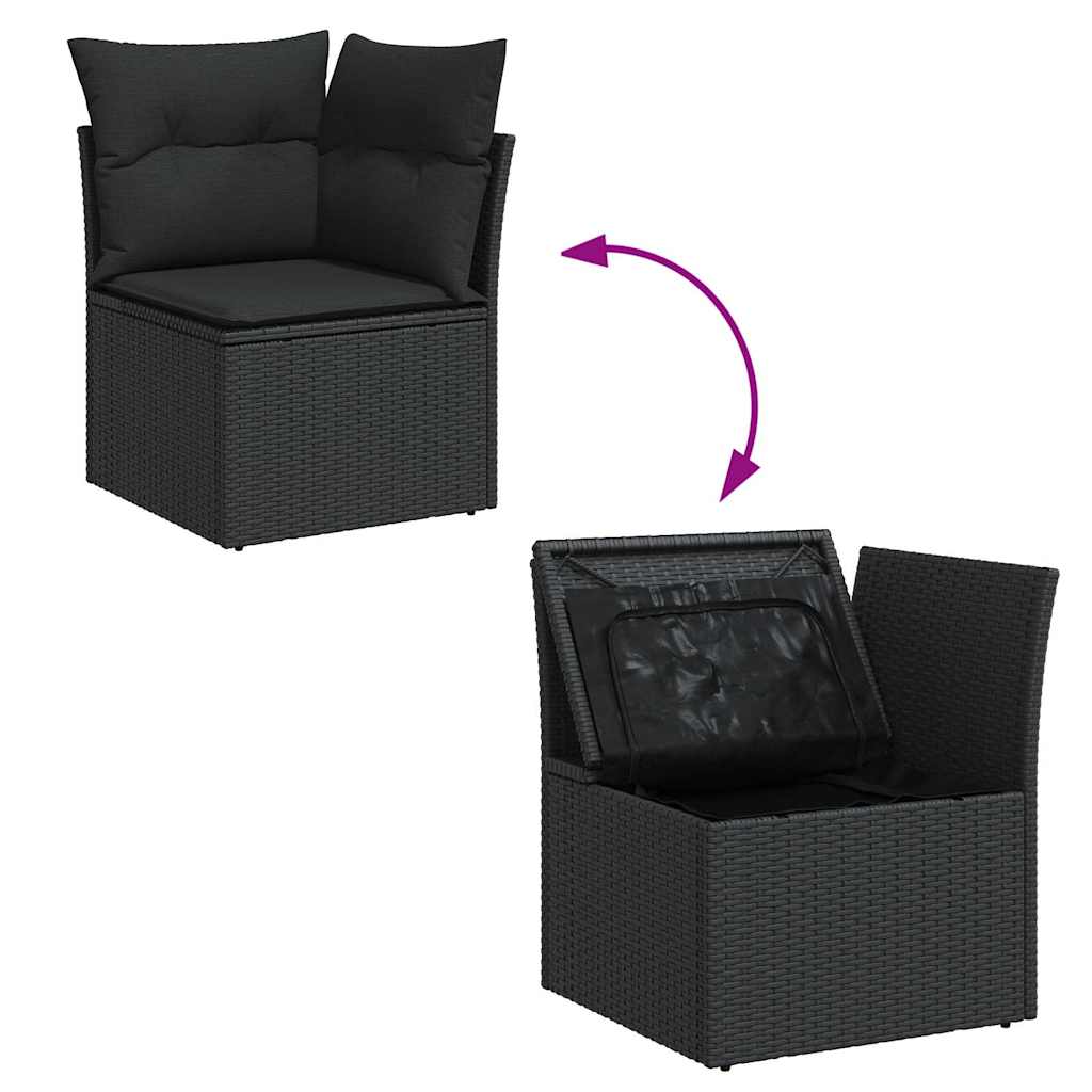 5 Piece Garden Sofa Set with Cushions Black Poly Rattan - Sleek - Black colour - photo 20
