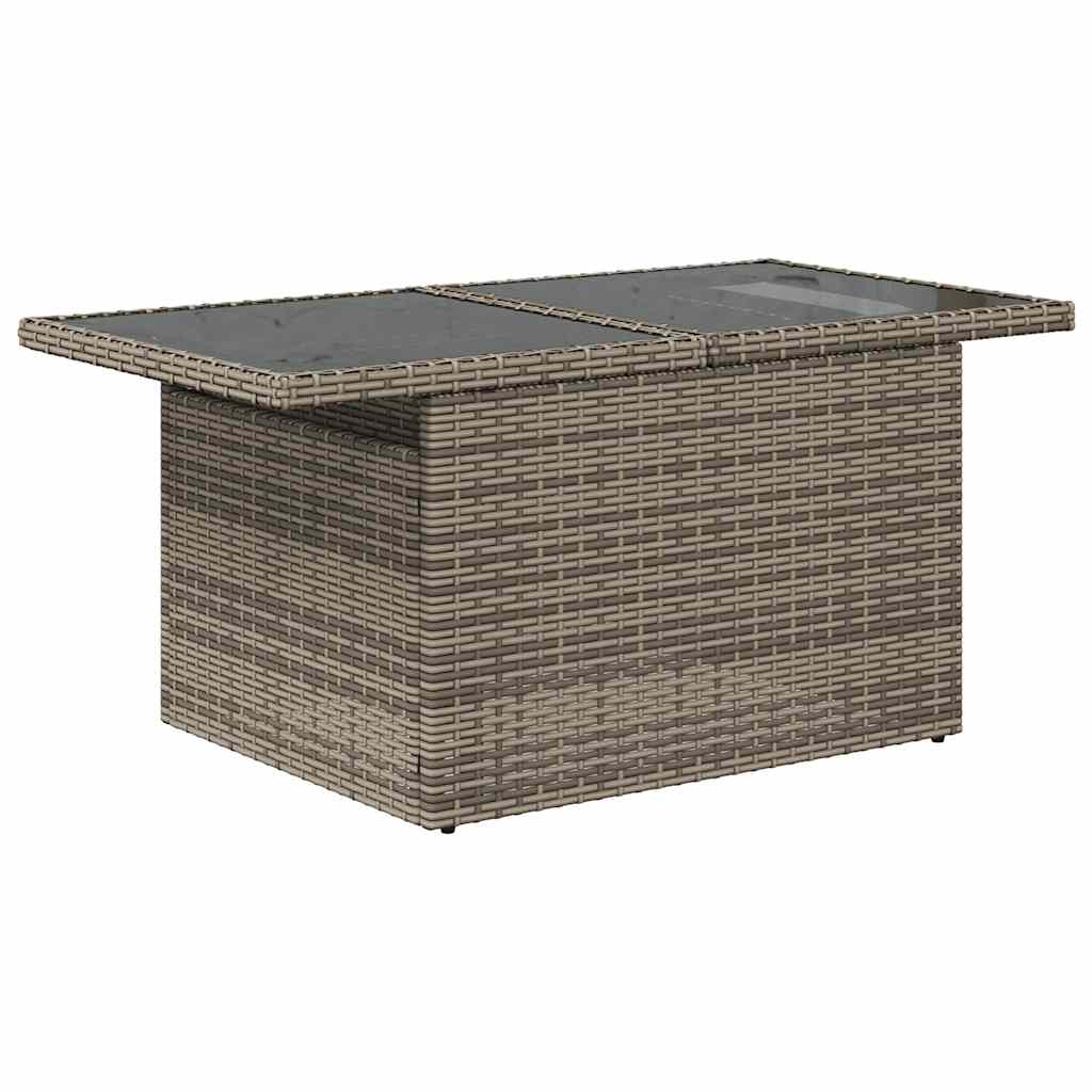 Rattan finish - 5 Piece Garden Sofa Set with Cushions Grey Poly Rattan Acacia