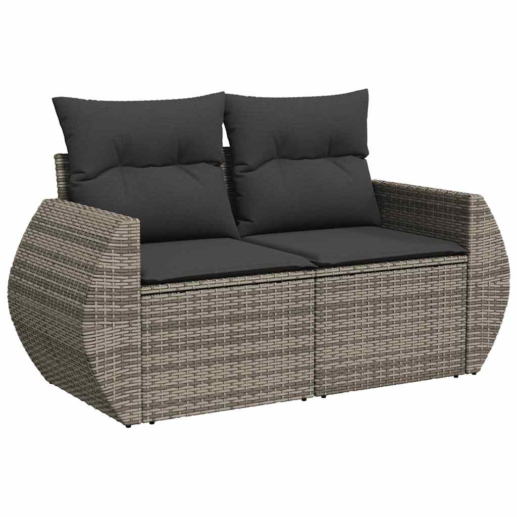 Outdoor Furniture Sets - 5 Piece Garden Sofa Set with Cushions Grey Poly Rattan - Stylish & Durable