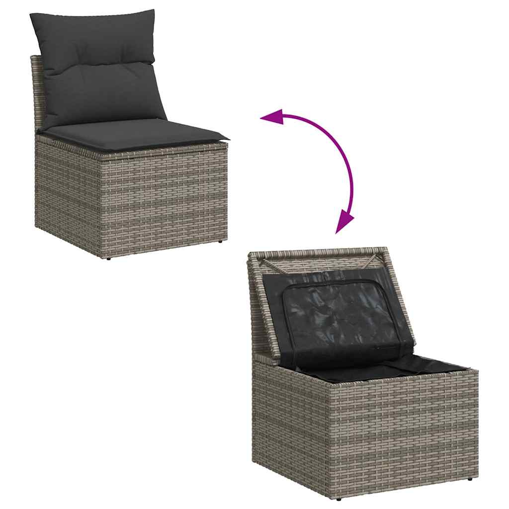 5 Piece Garden Sofa Set with Cushions Grey Poly Rattan - Stylish & Durable | Outdoor Furniture Sets