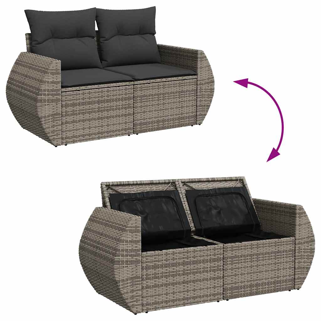 5 Piece Garden Sofa Set with Cushions Grey Poly Rattan - Stylish & Durable | Grey colour