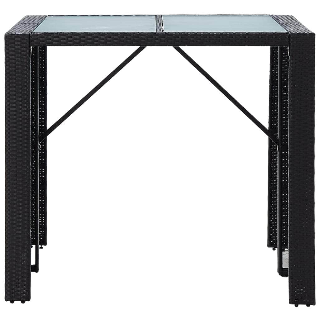 5 Piece Outdoor Bar Set Poly Rattan and Glass Black