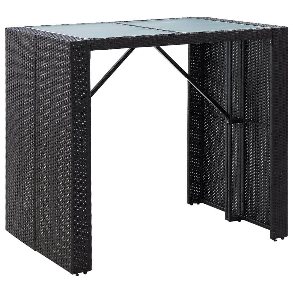 5 Piece Outdoor Bar Set Poly Rattan and Glass Black