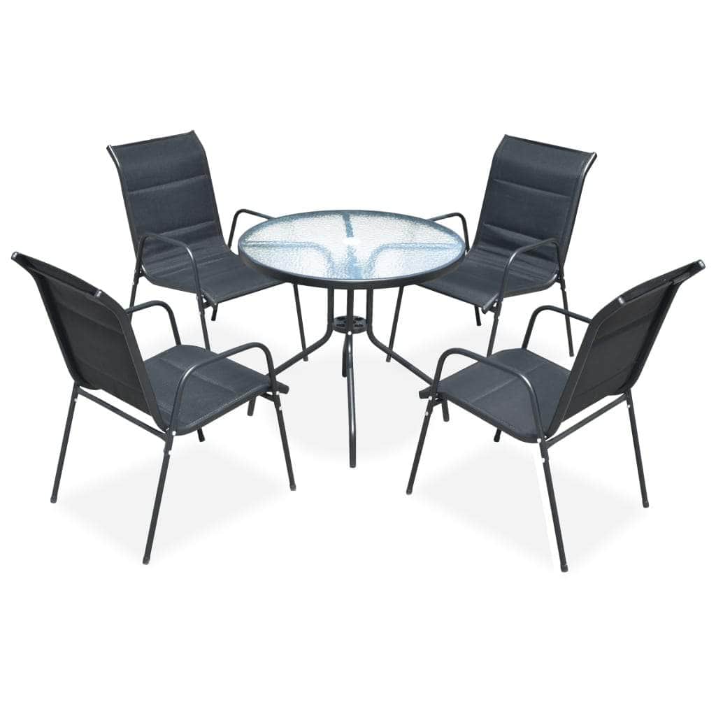 5 Piece Outdoor Dining Set Steel Black - Simple deals