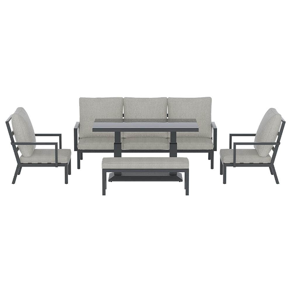 5-Piece Outdoor Furniture Setting Table Chair Set Aluminium Sofa 7-Seater