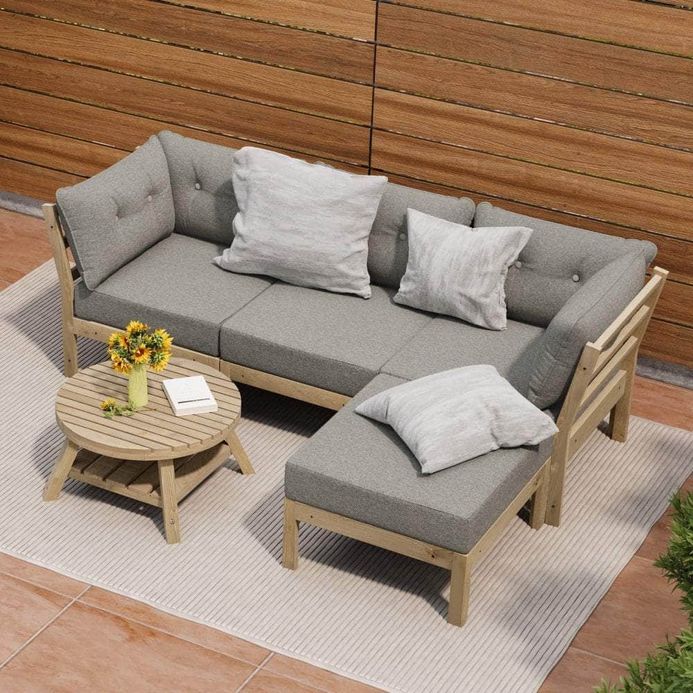 5-Piece Outdoor Sofa Set Garden Lounge Patio Furniture Weather-Resistant