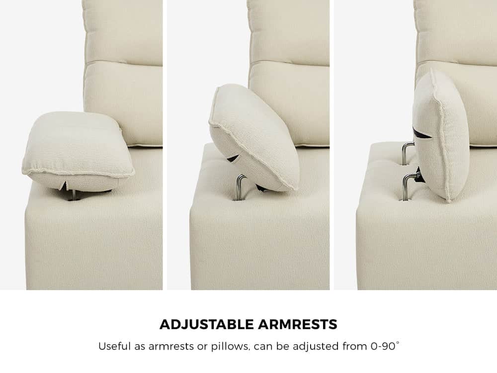 5 Seater Sofa Couch Chenille Adjustable Armrest Chair Beige