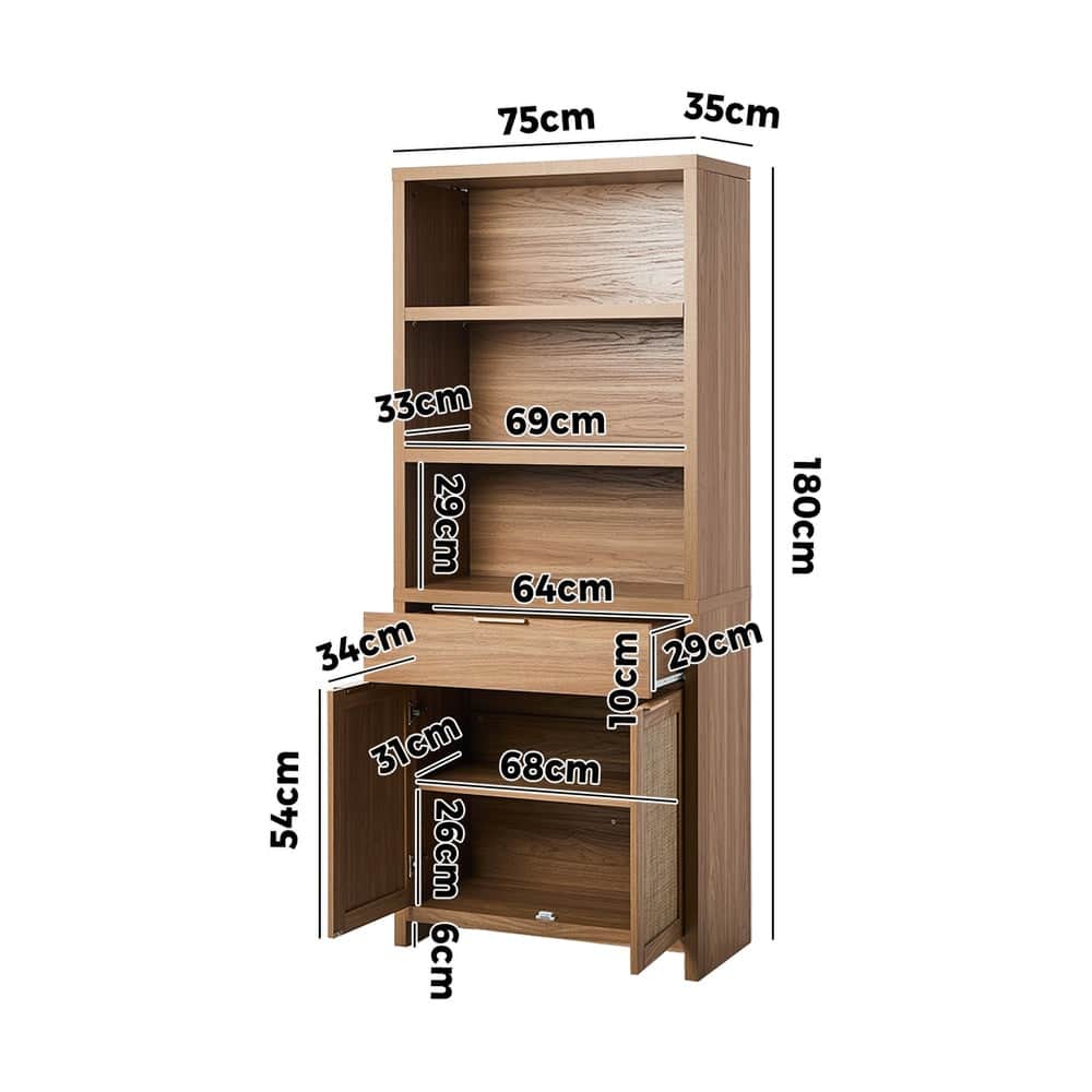 5-Tier Adjustable Display Shelf Bookcase Storage Cabinet Home Organizer